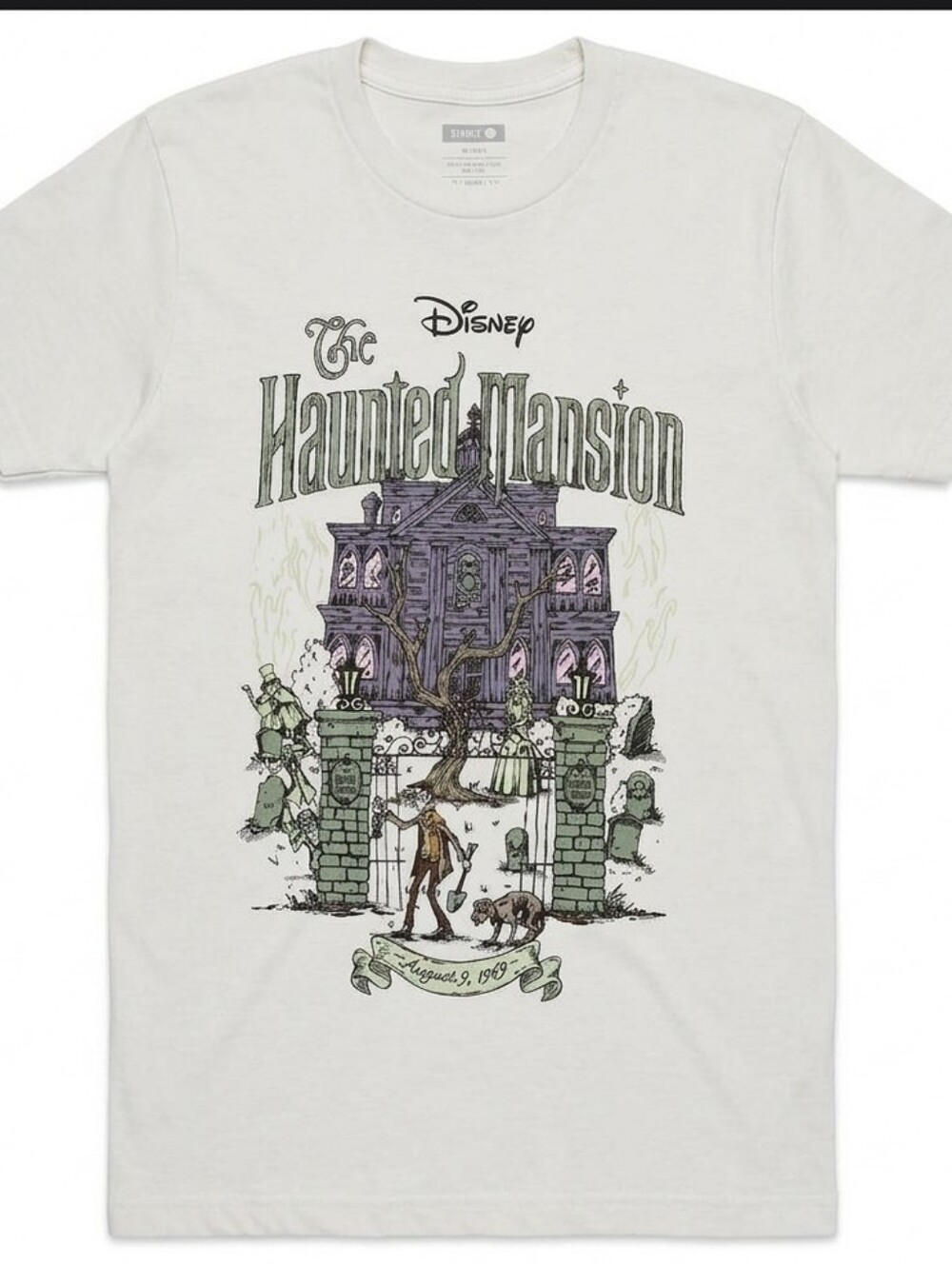 New Disney X Stance Haunted Mansion White Tee T-shirt Graphic Design XS Unisex